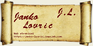Janko Lovrić vizit kartica